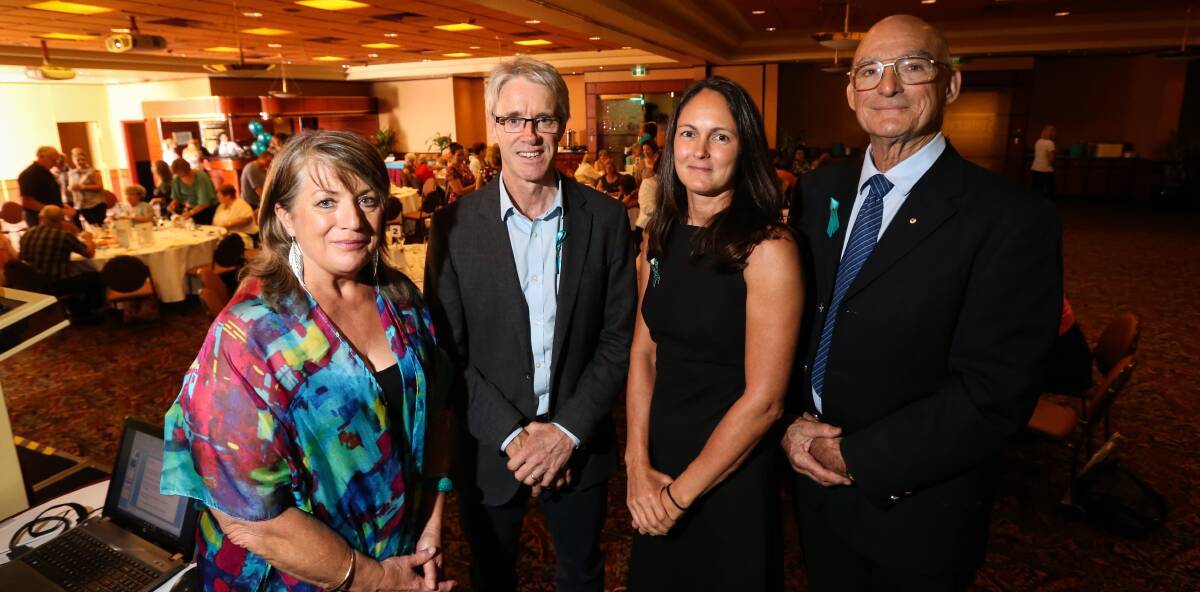 EVENT STARS: BOCAG president Heather Watts, Professor David Bowtell, Doctor Robyn Sawyer and Doctor Peter Mourik. Picture: JAMES WILTSHIRE