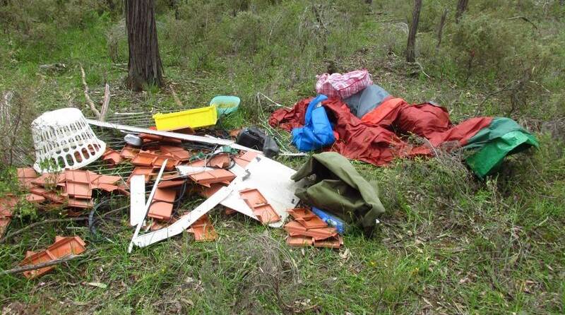DUMPING: Chiltern resident Mick Webster shared this photo of rubbish dumped in the Mt Pilot National Park this week. It was cleared by rangers Wednesday.