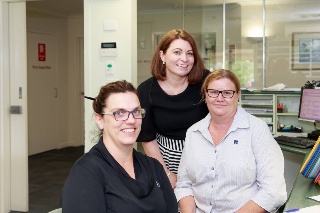 AT THE HELM: Melanie Gates, the new chief executive for Ramsay Health on the Border, with Albury Wodonga Private Hospital staff Katrina Black and Jenni Robertson. Mrs Gates left a position in Perth to move to the Border with her family. Picture: SIMON BAYLISS