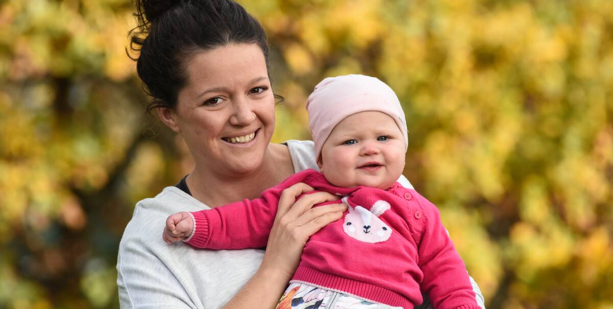 CALL OUT: Rutherglen mum Sophie Price says there needs to be more childcare for parents in outlying towns, after finding few options for her 11-month-old daughter, Elsie Andrews, when she started studying. Picture: MARK JESSER