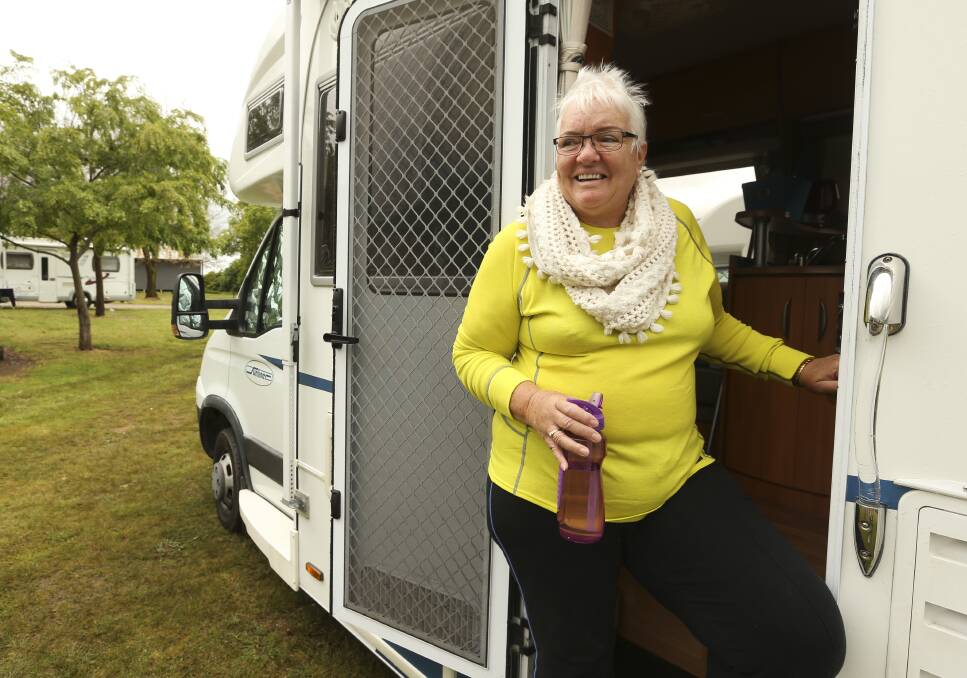 THE MORE THE MERRIER: Yvonne Lindsay of Newcastle was one of about 50 people  who came to Tallangatta for the gathering, co-ordinated by traveller Robert James.