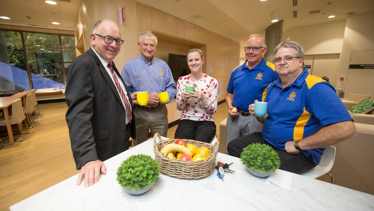 SUCCESS: Peter Drummond, Colin Maginnity, Jane Evans, Reg Hinton and Kevin Snaidero celebrate an extra $25,000 for the Wellness Centre, proceeds from February's Lake Hume Cycle Challenge. Picture: JAMES WILTSHIRE