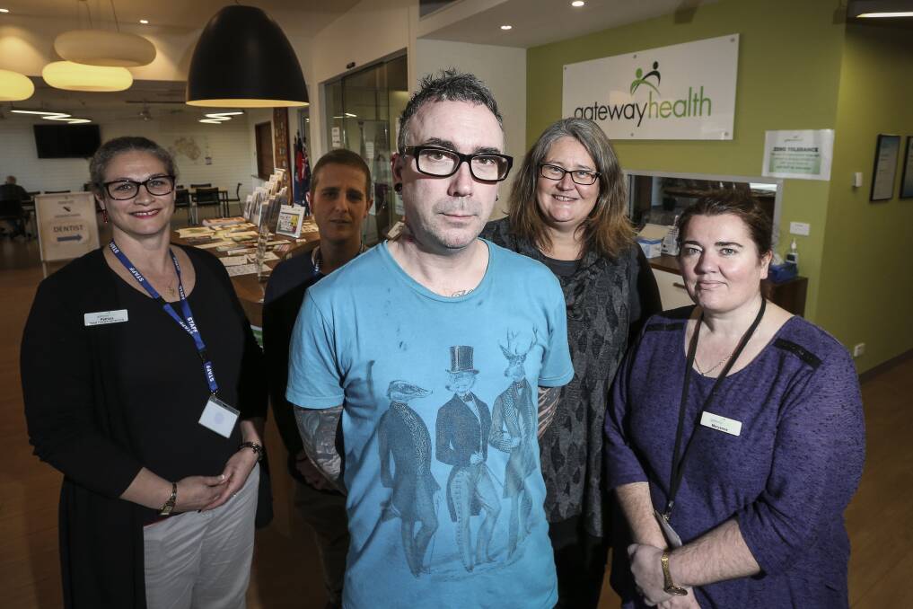 TEAM: Crios O'Mahony with Gateway Health staff Patricia Lyons, Matt Vaughan, Georgia Roberts and Maryanne Donnellan. Picture: JAMES WILTSHIRE