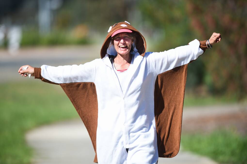 WALK WITH PURPOSE: Maria Bertoncini walked two hours to work at the National Environment Centre in Thurgoona on Monday, completing her Edge Pledge challenge for endangered species conservation. Picture: MARK JESSER 