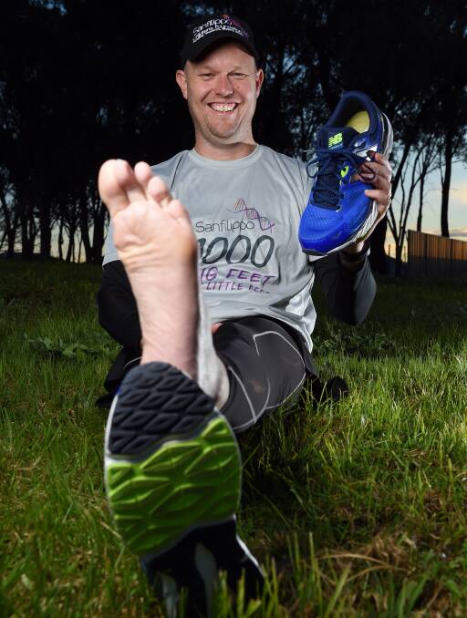RUNNING: Thurgoona's Luke Arcus is taking on the Sanfilippo 1000 – Big Feet for Little Feet challenge to raise money for research into a rare condition. Picture: MARK JESSER