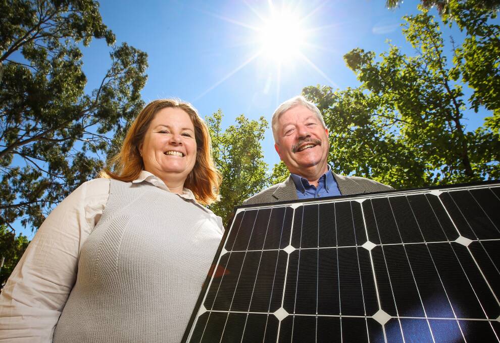 ALL CLEAR: RAW founding member Bobbi McKibbin and Wodonga Council's Mark Verbaken will present a business case for a solar farm. Picture: JAMES WILTSHIRE