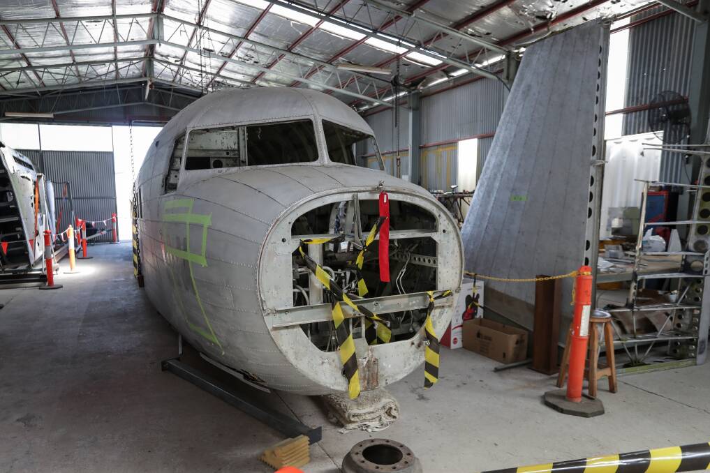 PARTS AND PIECES: The main components of the Uiver memorial aircraft have been removed to make the restoration process easier.