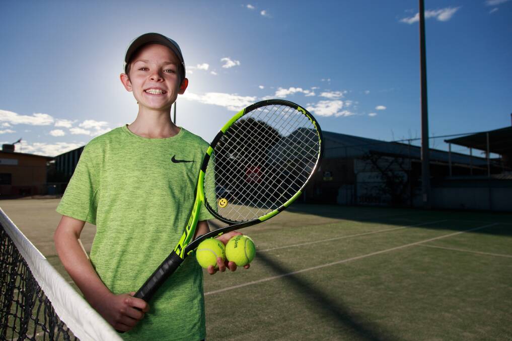 CAN'T WAIT: Albury's Jack Kelso, 12, is one of many Border young guns anticipating the upcoming season at the Albury Tennis Association. Picture: SIMON BAYLISS