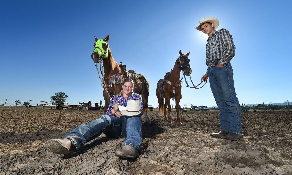 LIFETIME TRIP: Josie Atkins, 14, and brother Colten Atkins, 12, have been selected for the Australian Junior Rodeo Team to travel to Texas in June. Picture: MARK JESSER