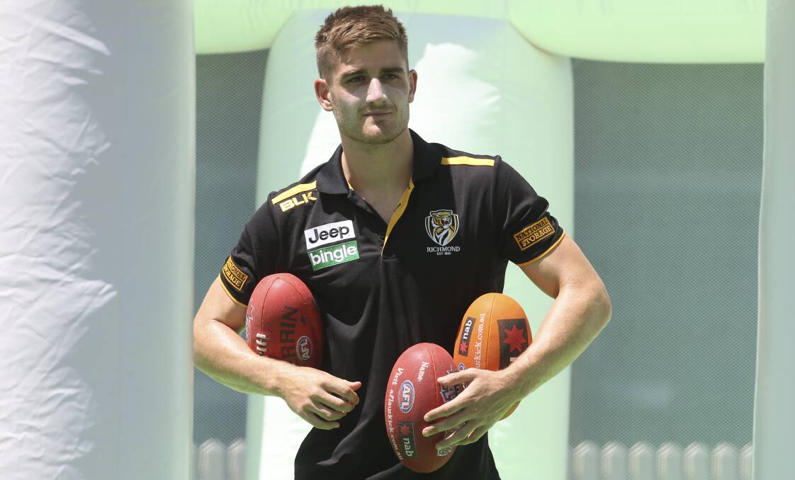 HOMECOMING: Richmond hard-nut Anthony Miles was back in Albury-Wodonga as part of the Tigers'community camp.