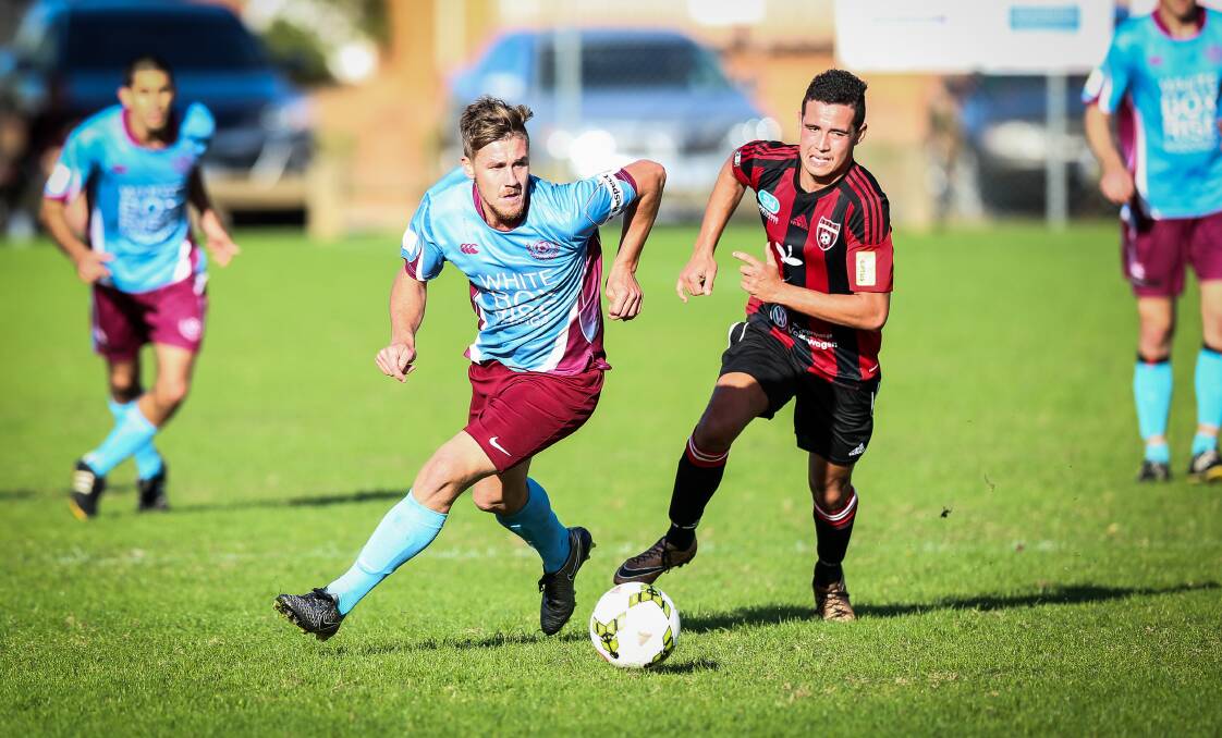 TOO GOOD: The Twin City forward was threatening all afternoon, with Josh Zito booting one of the Wanderers' four goals. Picture: JAMES WILTSHIRE