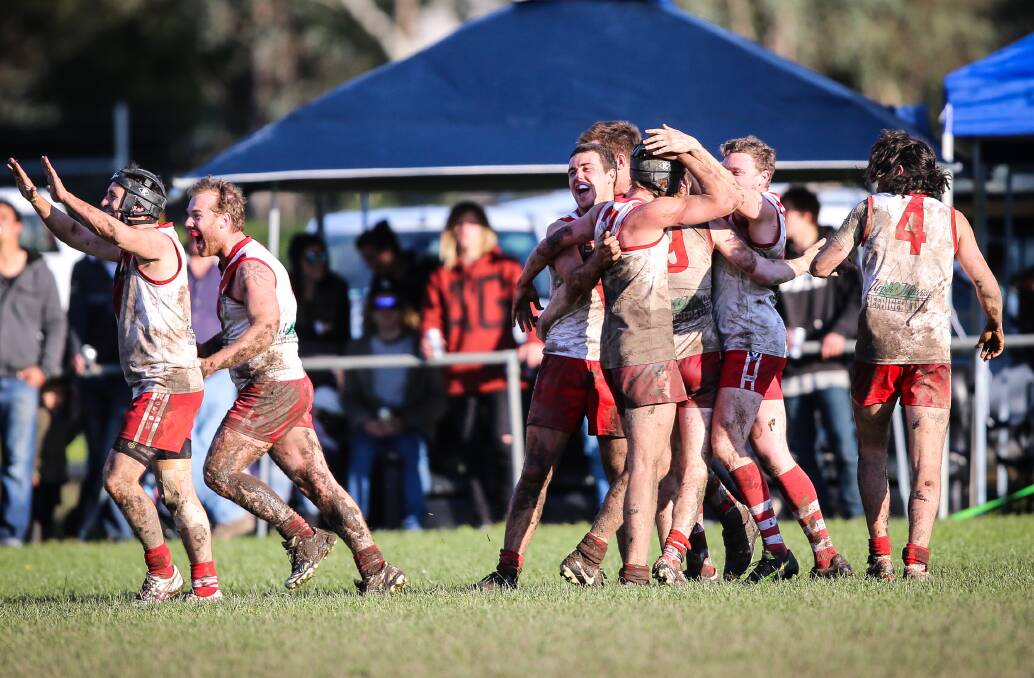 REDEMPTION: After heartbreak in last year's grand final loss to Cudgewa, there was no stopping the Swans from celebrating on Saturday afternoon.
