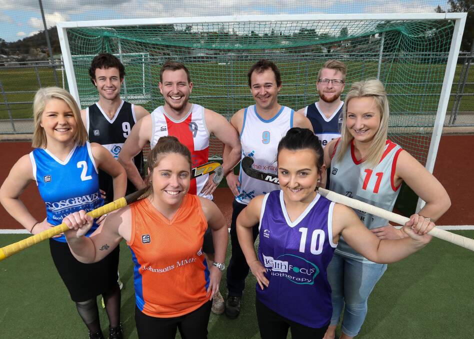 LEADERS: Until last night, the players didn't know which team captains had picked the for their Hockey 8's teams. CAPTION: Back row; Men’s team captains Dom Wild, Ben Allen, Andrew Wilkes and Brett Paton. Front row: Women’s captains Kate Mason, Maddy Knight, Rhianna Coleiro and Chloe Jones. Picture: JAMES WILTSHIRE