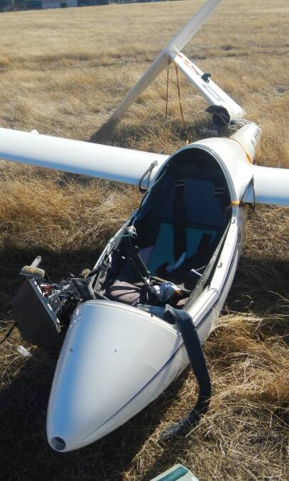 WRECKAGE: Two gliders competing in the World Gliding Championships in Benalla last weekend collided over Yerong Creek.