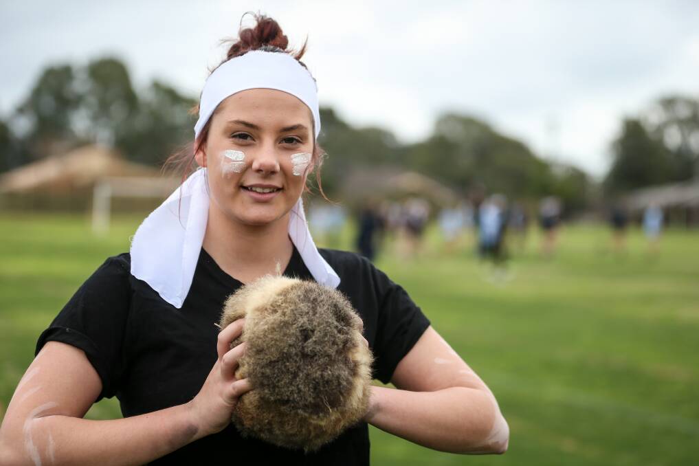 EMBRACE THE GAME: Taylor Morey, 17, was part of a group of Wodonga Senior Secondary students who organised a Marngrook tournament. Picture: JAMES WILTSHIRE