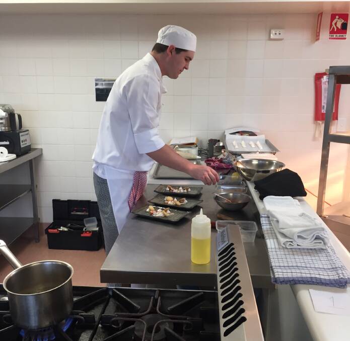 HARD WORK: Wagga student Trent Light was one of six apprentices to put his skills to the test at the Worldskills Regional Cookery Competition on Thursday.