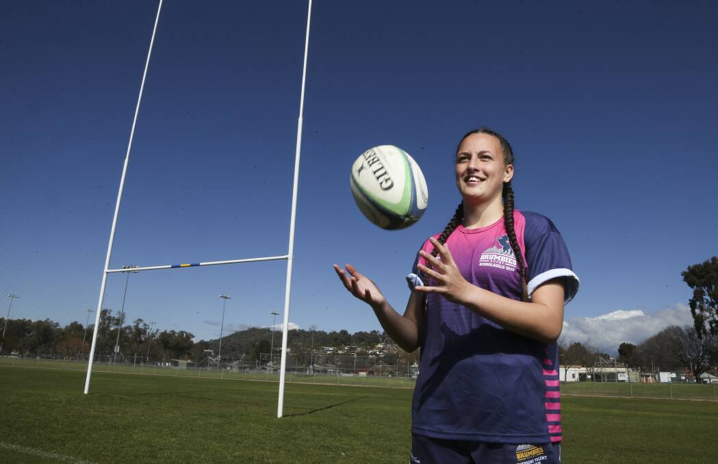 SELECTED: Albury's Trinity Sullivan, 18, grew up with rugby union in New Zealand. "Rugby’s pretty much a bible in that country," she says. Picture: ELENOR TEDENBORG 