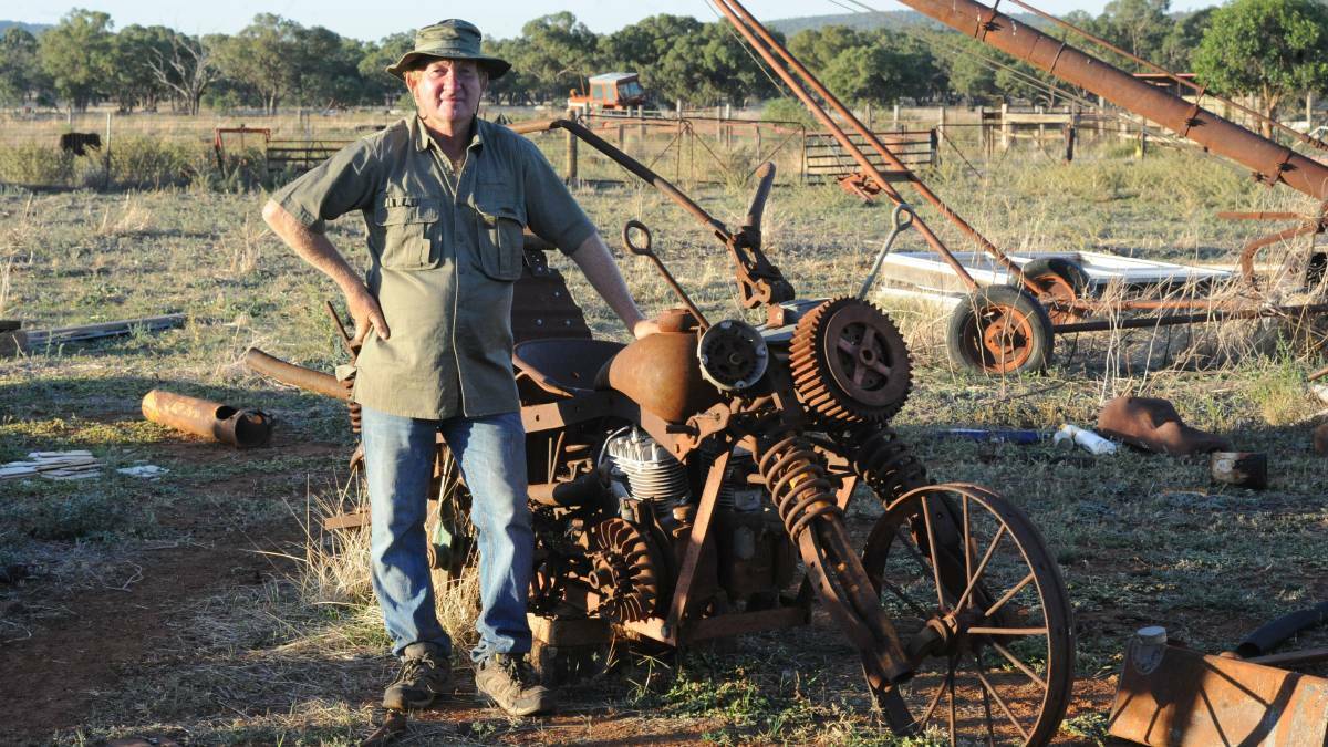 UPCYCLING: Rankins Springs artist Wally Lamont is turning people's discarded junk into art. PHOTO: Hannah Higgins.