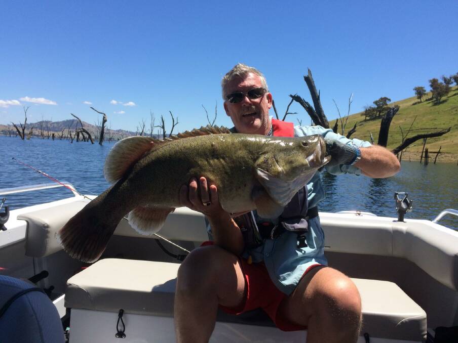 SUPERB: Lex and Jane Manning accidentally snared this beauty while trolling for yellas and reddies in Lake Hume. It measured 94cm and weighed 40lb. Send your fishing pics, along with a few details, to 0475 947 279 or 0475 953 605.