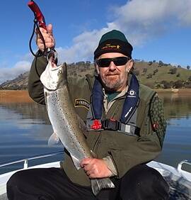 BEAUTIFUL THING: Keen Tallangatta fisherman Sol Juhas caught this 78cm brown in Lake Hume while he was flat lining recently.