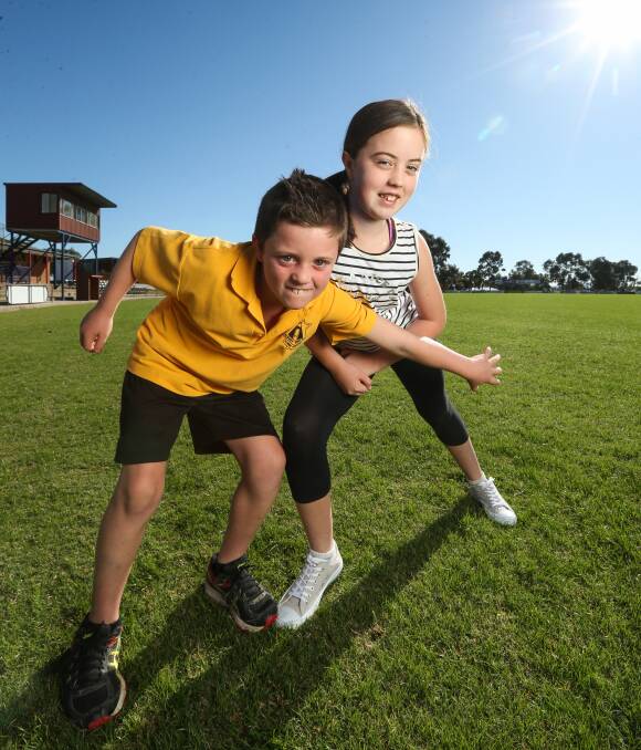 SIBLING RIVALRY: Bodhi Bradshaw, 7, is the youngest registered competitor for the Nail Can Hill Run and will try to beat his own sister, Bella, 10, in the Sunday race. Picture: MARK JESSER