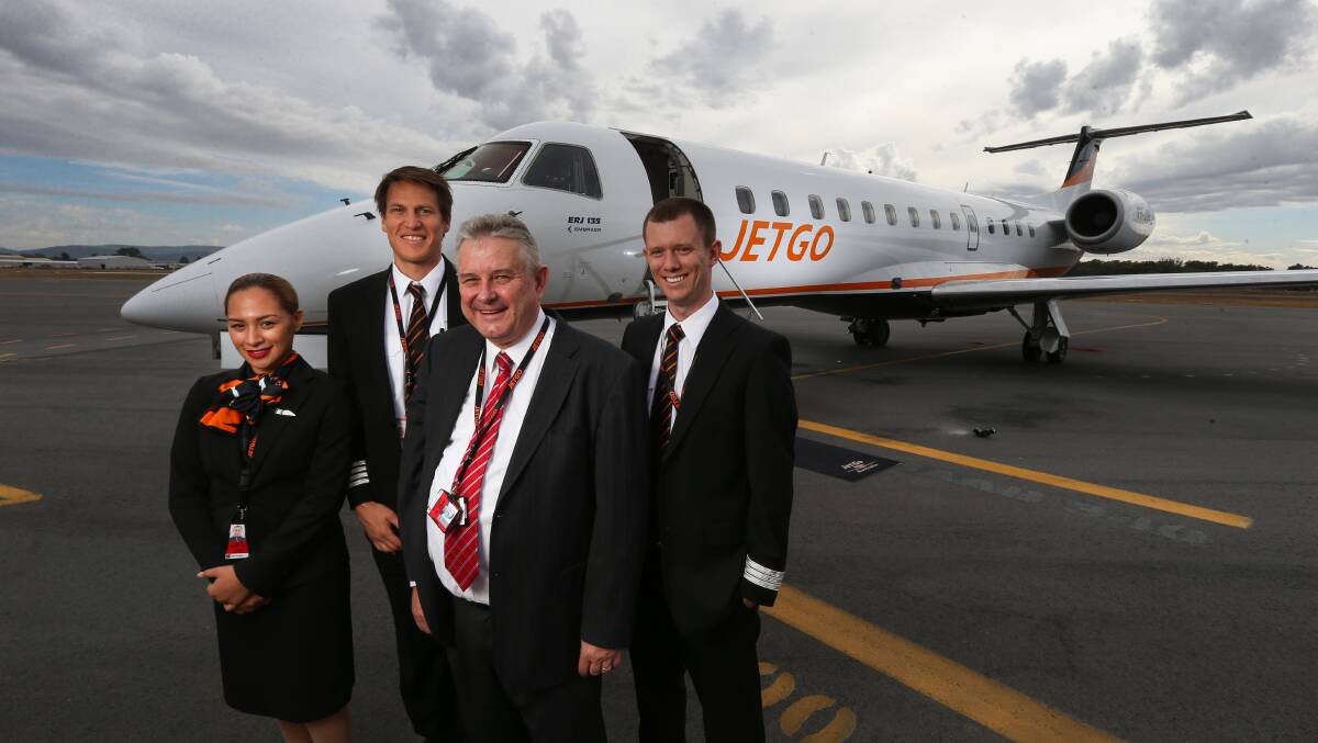 Jennifer Kingi, Simon Gibbons, Managing Director Airlines at JETGO Australia Paul Bredereck and Andrew Hill. Pictures: MARK JESSER