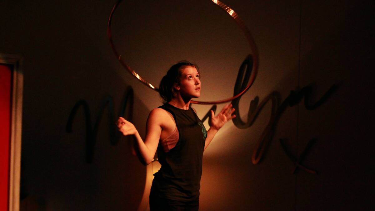 Flying Fruit Fly Circus performer Jess Mews practices for stunt lounge at MAMA. Picture: PETER DE KRUIJFF