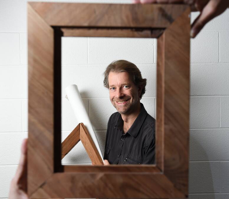 CANVAS MASTER CLASS: Bright artist and wood worker Frank Burgers will show workshop attendees how to stretch cotton canvas for frames and how to make a rabbit-skin based glue. Picture: MARK JESSER