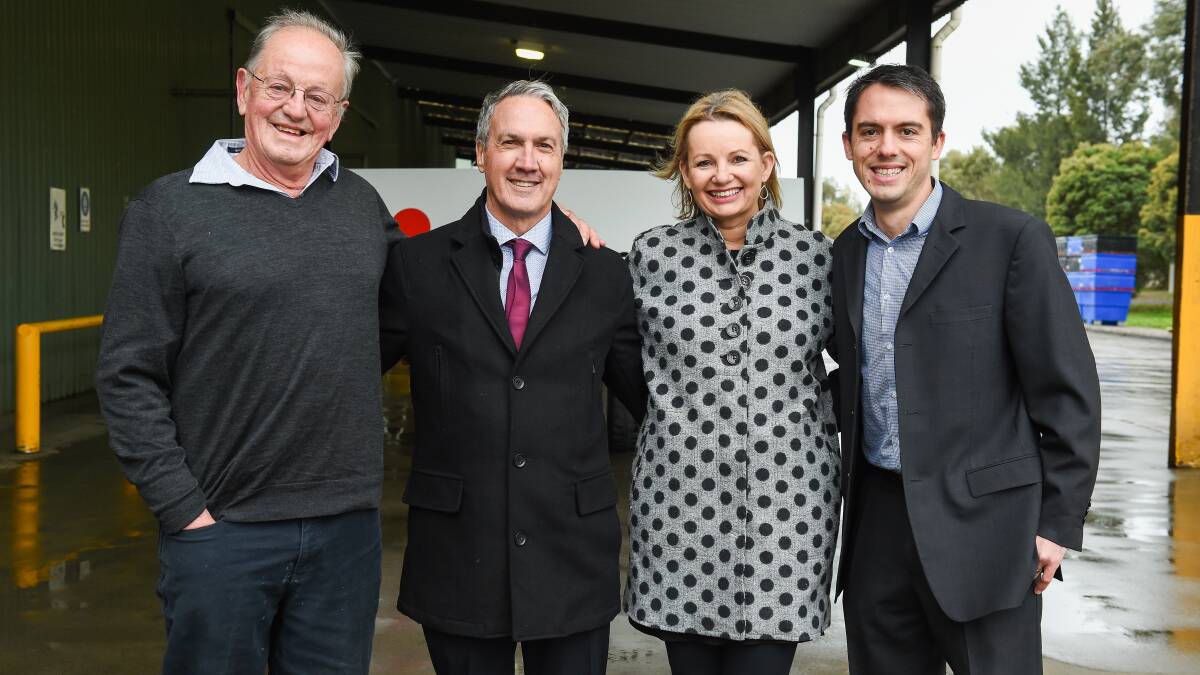Founder of Cool Off Simon Staughton, Federation Council's administrator Mike Eden, Sussan Ley and Managing Director Edward Staughton after securing almost $7 million in federal funding earlier this year. Picture: MARK JESSER