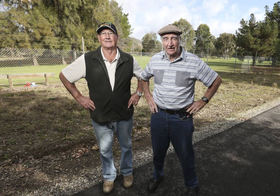 UP IN ARMS: Bandiana members Bob Whitehead, left, and Bob Murphy are upset with arrangements to enter the course in its final months. Picture: ELENOR TEDENBORG