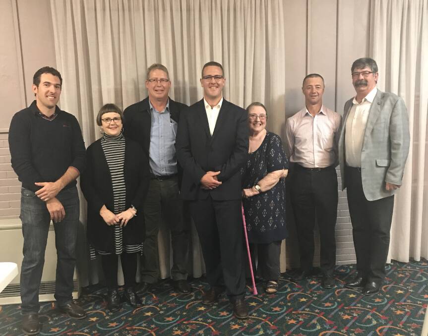 NEWLOOK TEAM: Indi National Party senior figures, from left, Peter Micallef, Mary Lou Corboy, Simon Williamson, Marty Corboy, Jill McGillivray, Craig Cross and state president Neil Pankhurst.