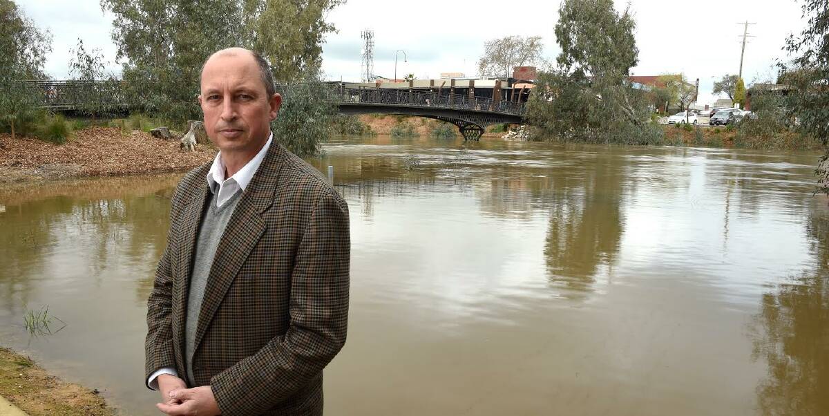 HERE WE GO AGAIN: Wangaratta Council candidate Julian Fidge believes excess water in the Ovens River from recent floods can be better managed with bigger storages. Picture: MARK JESSER