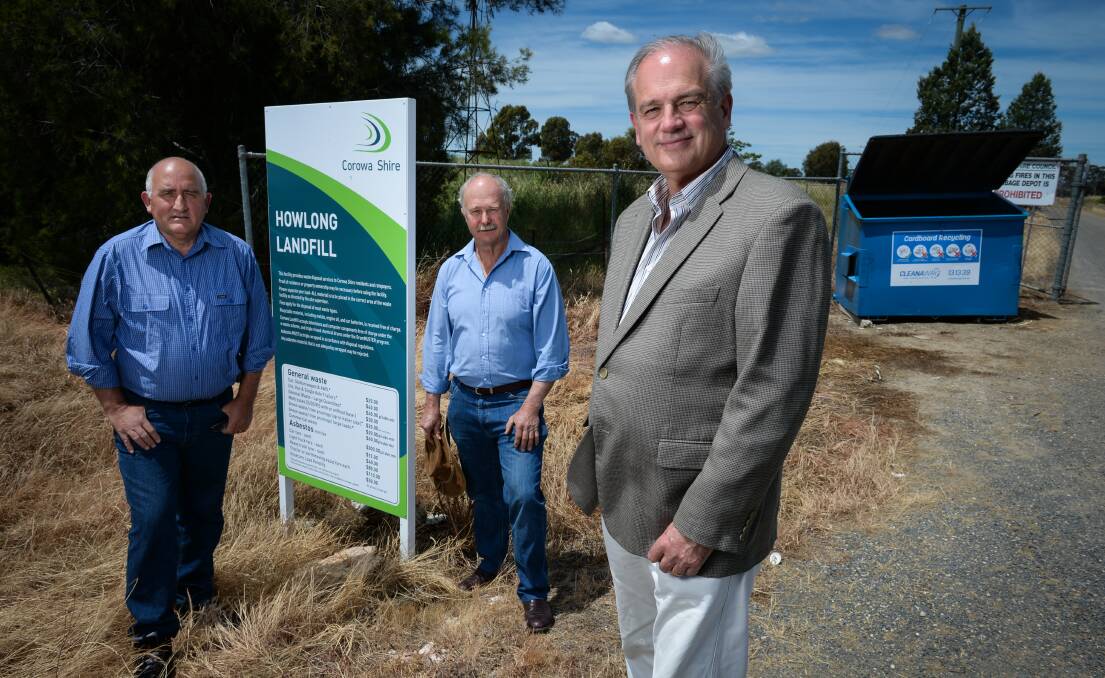 UNITED IN OPPOSITION: Howlong Community Committee members, from left, Brian Hardidge, Stuart Sizer and Mark Shields keep up the fight against the compost plant.