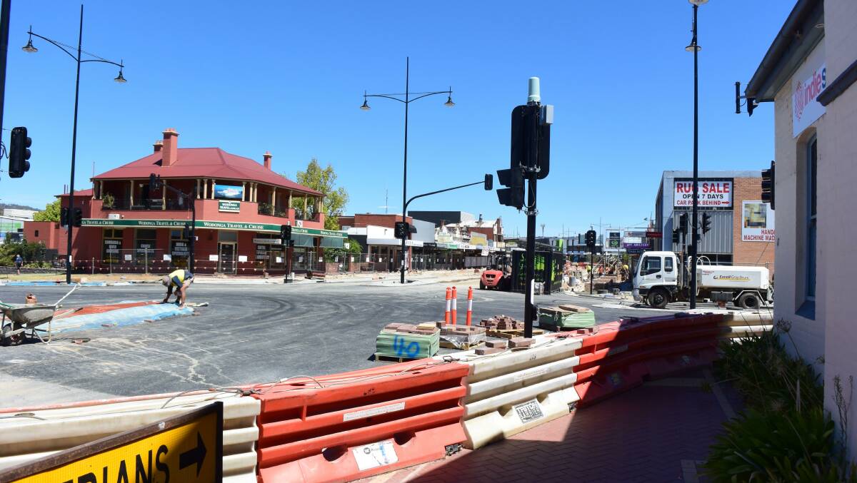 WORK IN PROGESS: The intersection of South and High streets in central Wodonga is nearing completion, but business are feeling the pain of the roadworks.