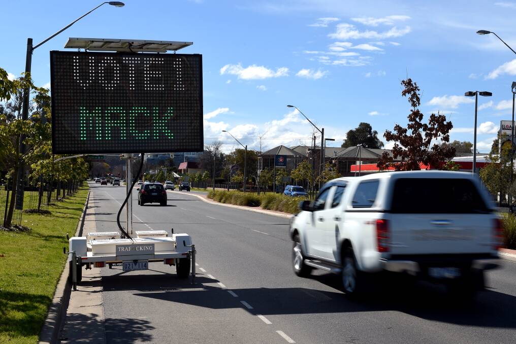 BANNED: Election advertising on an Albury roadway as happened in last year's elections by mayor Kevin Mack is set to be banned by council.