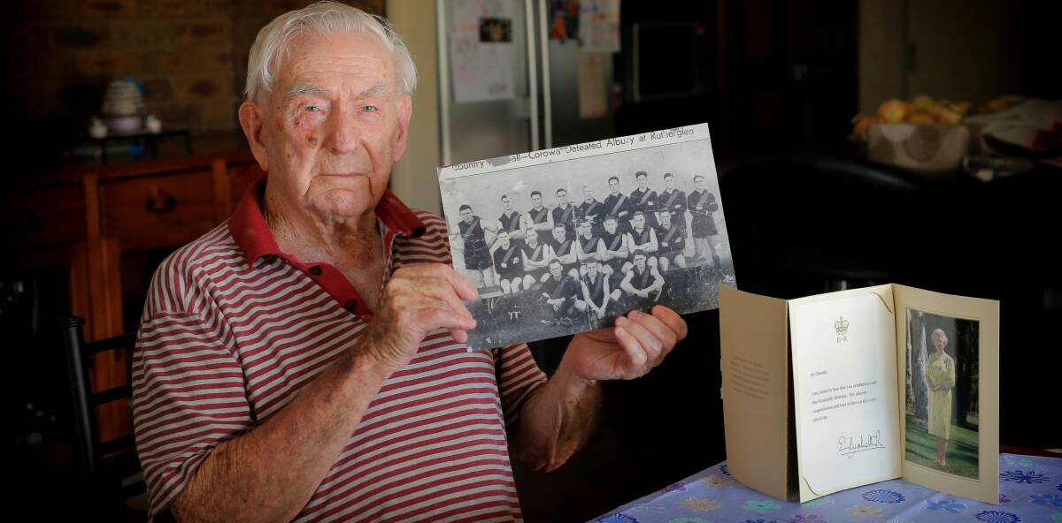 centenarian: Bill Chisnall soon after his 100th birthday in 2014. His funeral will be held at St Mary's Catholic Church in Corowa on Monday at 2pm.