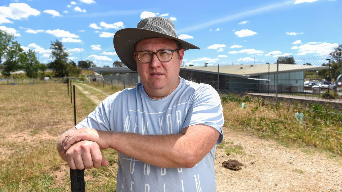TAKING A STAND: Farmer Cyan von Gija is upset with rejections from Wodonga Council and VCAT to build a home on land he owns with Martin Page between the freeway and railway station.
