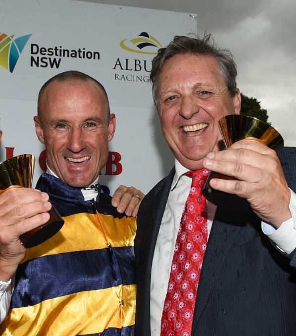 Glen Boss and Lee Freedman after winning the Albury Gold Cup last year.