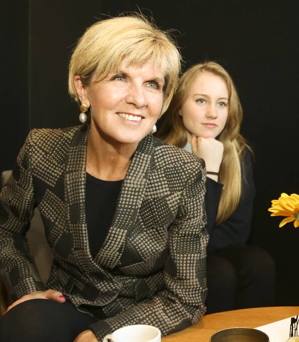 YOUTH VOTE: Foreign Affairs Minister Julie Bishop met up with Wodonga student Rebecca Marshall, 18, on Friday at Cafe Grove. Pictures: ELENOR TEDENBORG.