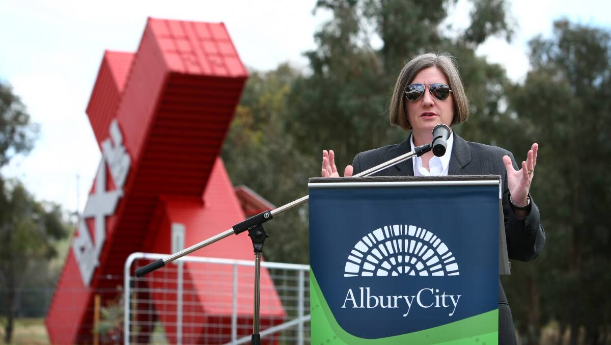 Former Albury mayor Alice Glachan at the launch of the Nexus industrial hub in 2011.
