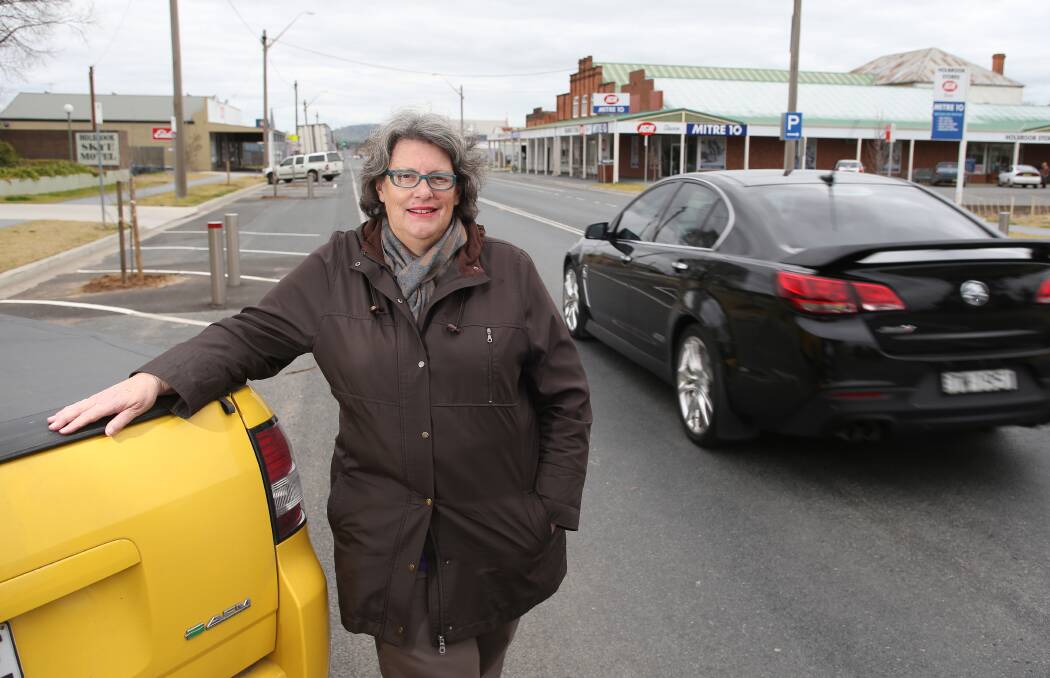 FINAL STAGE: Greater Hume mayor Heather Wilton in her hometown of Holbrook which was bypassed two years ago. More works in Albury and Young streets will start soon. Picture: ELEANOR TEDENBORG