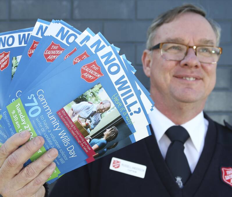 Willing to help: Wodonga Salvo's captain Russell Anderson is encouraging people to attend a Community Wills Day to help people get their wills in order. Picture: ELENOR TEDENBORG