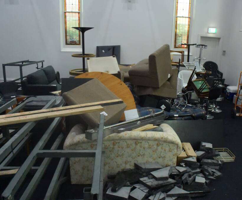 CLEARED OUT: Tables, chairs, couches, fridges and alcohol seized.