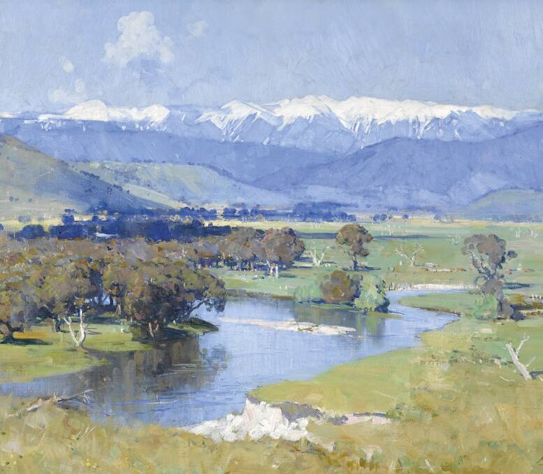 INLAND TREASURE: 'I picture in my head the Murray and all the wonder and glory at its source up towards Kosciusko', Arthur Streeton wrote, about his painting The Murray and the Mountain. Picture: SOTHEBY'S AUSTRALIA