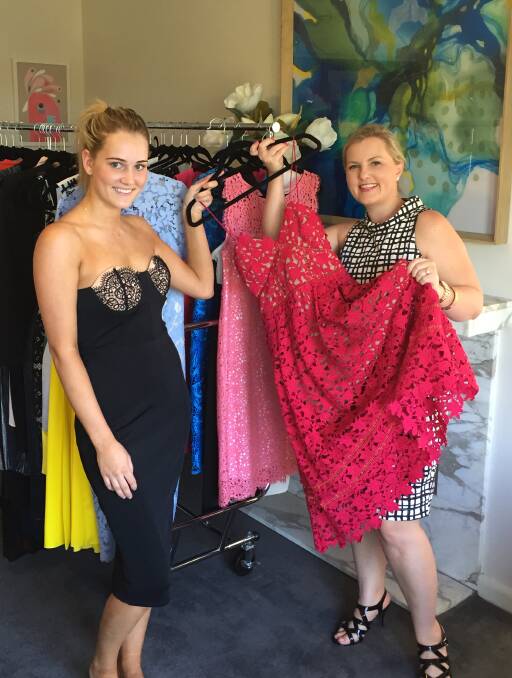 POP-UP FASHION: Client Georgia Whitlock, wearing a Misha brand Grace Dress, with owner Lucy Percy, who will visit Albury at the weekend.