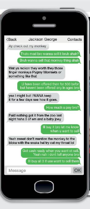 ‘Bruh wanna sell that monkey’: read the text messages
