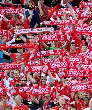  Liverpool FC fans cheer on the team. Photo: John Powell