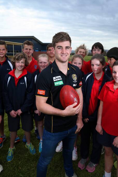 Richmond’s Anthony Miles at Victory Lutheran College yesterday. Picture: MATTHEW SMITHWICK