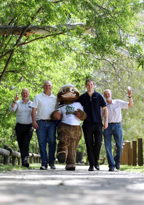 Mike Fraser, John Rafferty, Murray the Platypus, Sam Fursdon and David Thurley are ready for the Border’s first Sustainabile Living Week. Picture: JOHN RUSSELL