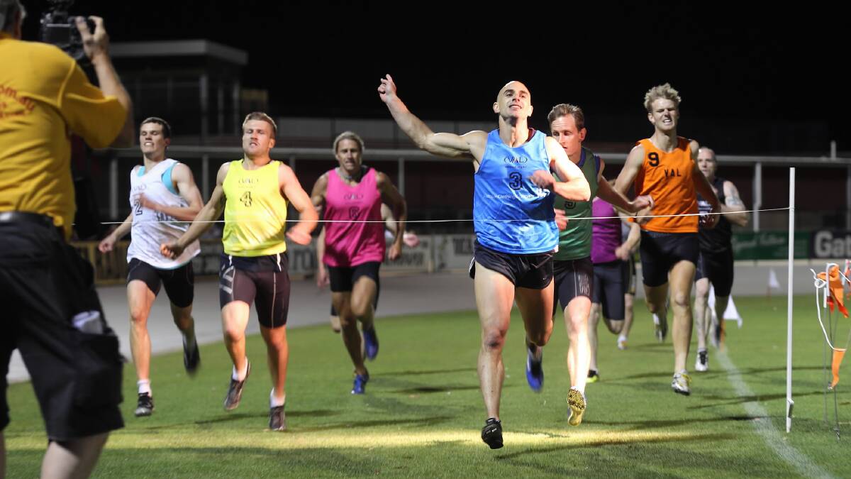 Luke Versace takes out his second professional 400-metre race in two weeks with victory at Wangaratta on Saturday night. Pictures: JOHN RUSSELL